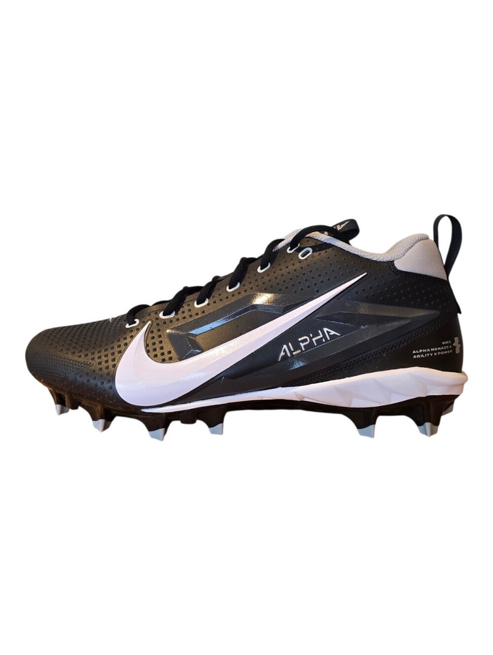 Nike Alpha Menace 4 Varsity Football Cleats Black White FN0027-001 Men's Size 12